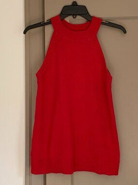 LOFT Red Knit Halter Tank Sweater Top